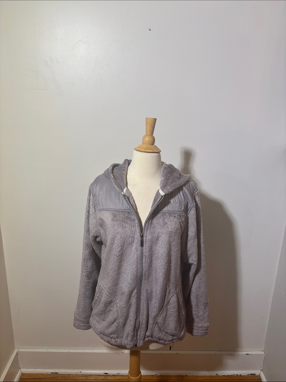 The North Face Women's Gray Hooded Teddy Fleece Jacket